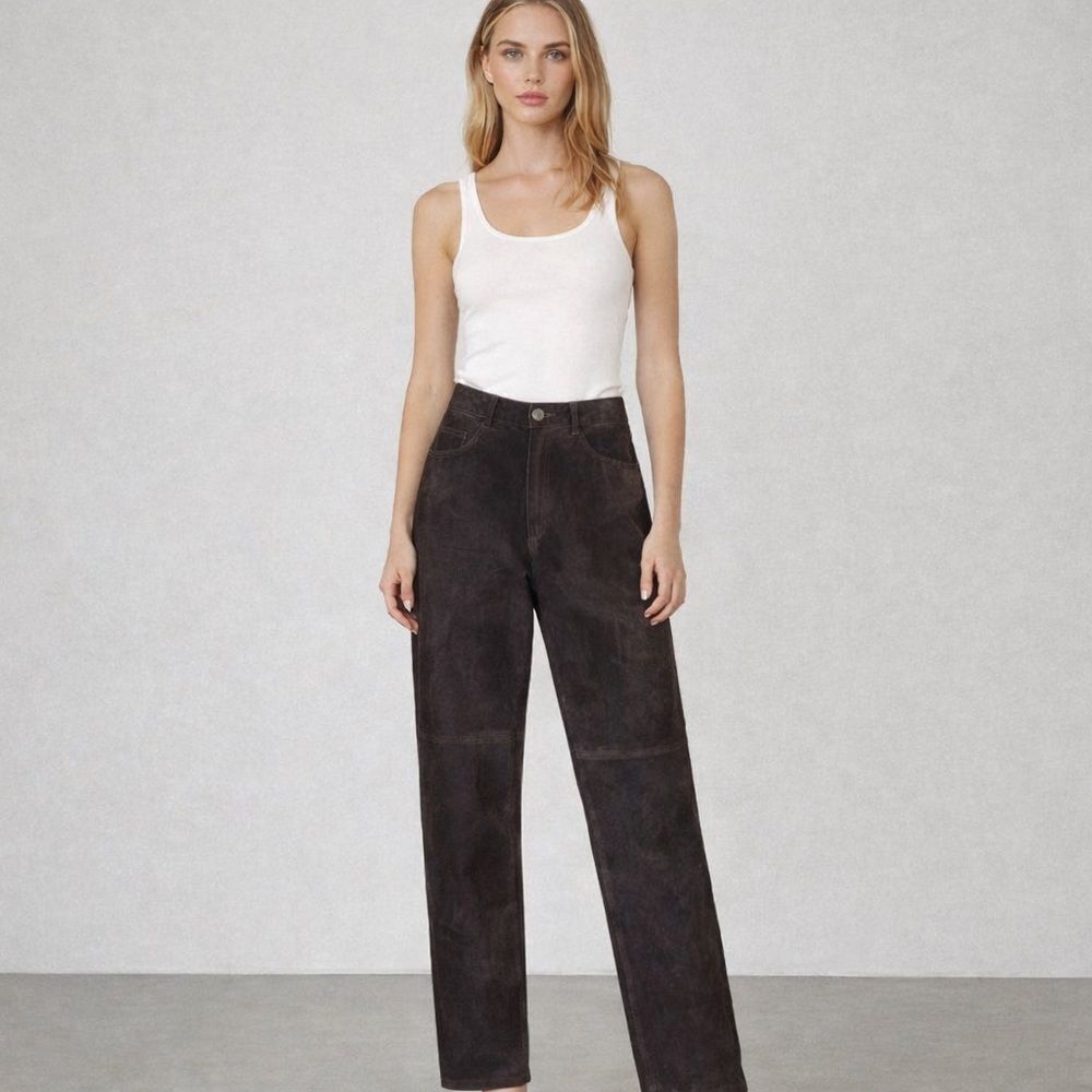 Vintage Bushwacker Genuine Leather Pants Brown Suede Size 10 | Made in USA